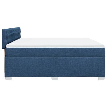 vidaXL Κρεβάτι Boxspring με Στρώμα Μπλε 180x200 εκ. Υφασμάτινο