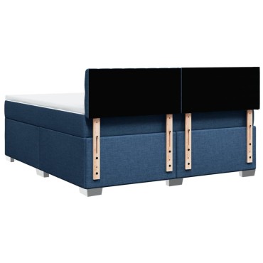 vidaXL Κρεβάτι Boxspring με Στρώμα Μπλε 180x200 εκ. Υφασμάτινο