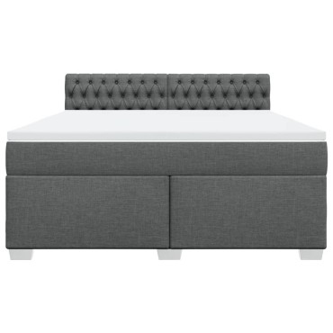 vidaXL Κρεβάτι Boxspring με Στρώμα Σκούρο Γκρι 180x200 εκ Υφασμάτιν