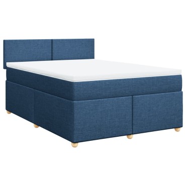 vidaXL Κρεβάτι Boxspring με Στρώμα Μπλε 140x200cm Υφασμάτινο 1 τεμ. - Διπλό