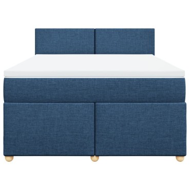vidaXL Κρεβάτι Boxspring με Στρώμα Μπλε 140x200cm Υφασμάτινο 1 τεμ. - Διπλό