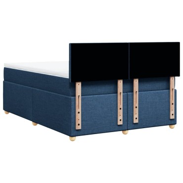 vidaXL Κρεβάτι Boxspring με Στρώμα Μπλε 140x200cm Υφασμάτινο 1 τεμ. - Διπλό