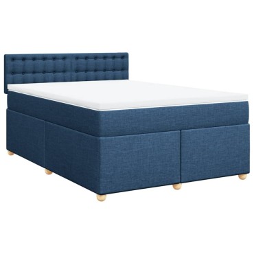 vidaXL Κρεβάτι Boxspring με Στρώμα Μπλε 140x200cm Υφασμάτινο 1 τεμ. - Διπλό