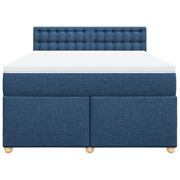 vidaXL Κρεβάτι Boxspring με Στρώμα Μπλε 140x200cm Υφασμάτινο 1 τεμ. - Διπλό