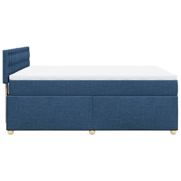 vidaXL Κρεβάτι Boxspring με Στρώμα Μπλε 140x200cm Υφασμάτινο 1 τεμ. - Διπλό