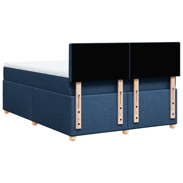 vidaXL Κρεβάτι Boxspring με Στρώμα Μπλε 140x200cm Υφασμάτινο 1 τεμ. - Διπλό