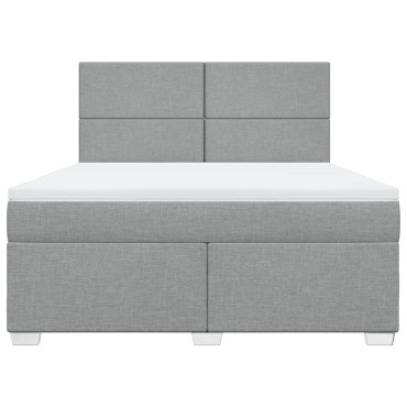 vidaXL Κρεβάτι Boxspring με Στρώμα Ανοιχτό Γκρι 180x200 εκ. Υφασμάτινο
