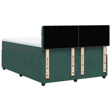vidaXL Κρεβάτι Boxspring με Στρώμα Σκούρο Πράσινο 140x200εκ. Βελούδινο