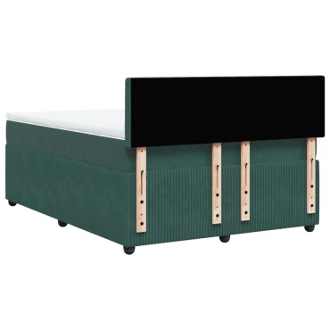 vidaXL Κρεβάτι Boxspring με Στρώμα Σκούρο Πράσινο 140x200εκ. Βελούδινο