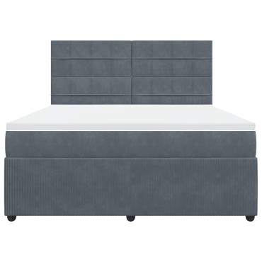 vidaXL Κρεβάτι Boxspring με Στρώμα Σκούρο Γκρι 180x200 εκ. Βελούδινο