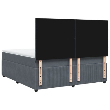vidaXL Κρεβάτι Boxspring με Στρώμα Σκούρο Γκρι 180x200 εκ. Βελούδινο