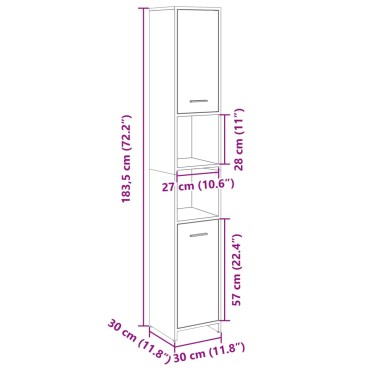 vidaXL Στήλη Μπάνιου Sonoma Δρυς 30x30x183,5cm Επεξεργασμένο Ξύλο 1 τεμ.