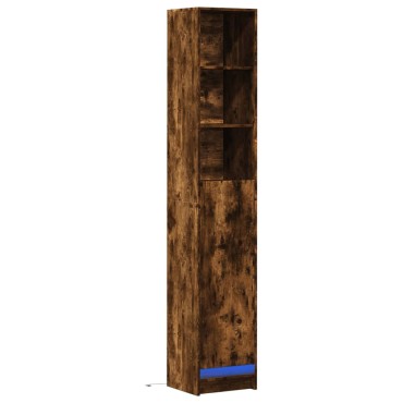 vidaXL Ντουλάπι με Φώτα LED Δρυς 36x32,5x200cm Επεξεργασμένο Ξύλο 1 τεμ.