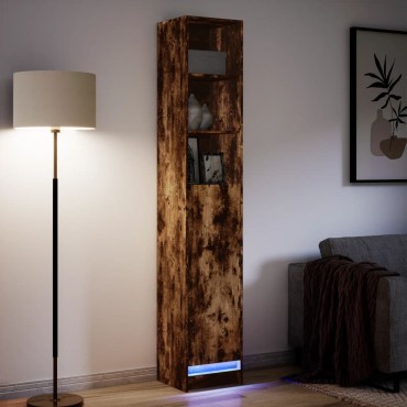 vidaXL Ντουλάπι με Φώτα LED Δρυς 36x32,5x200cm Επεξεργασμένο Ξύλο 1 τεμ.