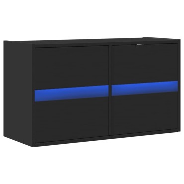vidaXL Έπιπλο Τοίχου Τηλεόρασης με LED Μαύρο 80x31x45cm