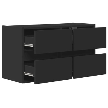 vidaXL Έπιπλο Τοίχου Τηλεόρασης με LED Μαύρο 80x31x45cm