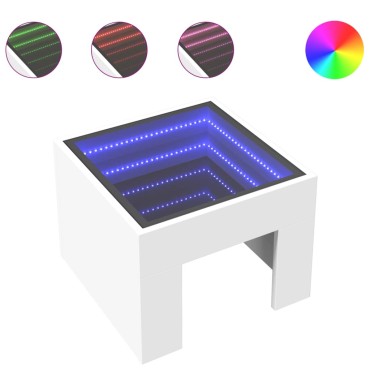 vidaXL Τραπεζάκι Σαλονιού Άπειρο Φως LED Λευκό 40x40x30cm 1 τεμ.