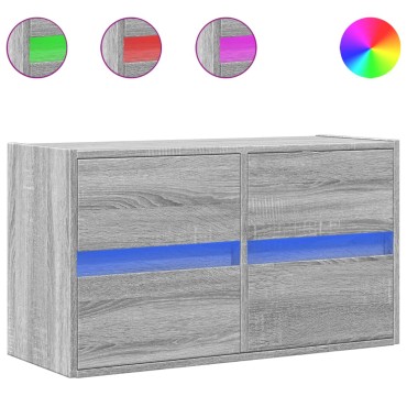 vidaXL Έπιπλο Τοίχου Τηλεόρασης με LED Γκρι Sonoma 80x31x45cm