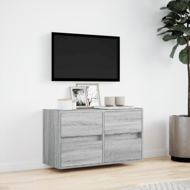 vidaXL Έπιπλο Τοίχου Τηλεόρασης με LED Γκρι Sonoma 80x31x45cm
