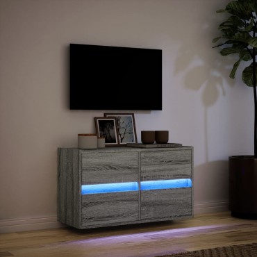 vidaXL Έπιπλο Τοίχου Τηλεόρασης με LED Γκρι Sonoma 80x31x45cm