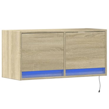 vidaXL Έπιπλο Τοίχου Τηλεόρασης με LED Sonoma Δρυς 80x31x38cm