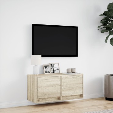 vidaXL Έπιπλο Τοίχου Τηλεόρασης με LED Sonoma Δρυς 80x31x38cm