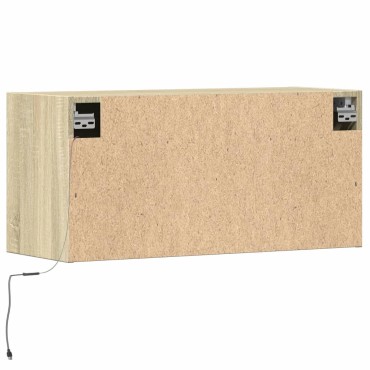 vidaXL Έπιπλο Τοίχου Τηλεόρασης με LED Sonoma Δρυς 80x31x38cm