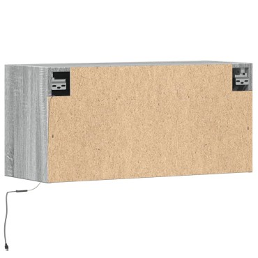 vidaXL Έπιπλο Τοίχου Τηλεόρασης με LED Γκρι Sonoma 80x31x38cm