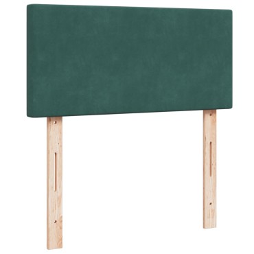 vidaXL Κρεβάτι Boxspring με Στρώμα Σκούρο Πράσινο 90x190 εκ. Βελούδινο