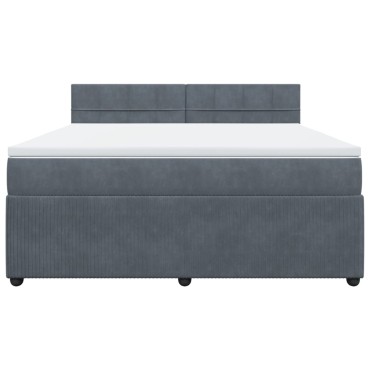 vidaXL Κρεβάτι Boxspring με Στρώμα Σκούρο Γκρι 180x200 εκ. Βελούδινο