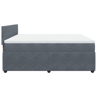 vidaXL Κρεβάτι Boxspring με Στρώμα Σκούρο Γκρι 180x200 εκ. Βελούδινο