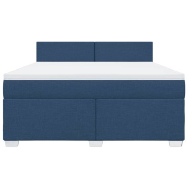 vidaXL Κρεβάτι Boxspring με Στρώμα Μπλε 180x200 εκ. Υφασμάτινο