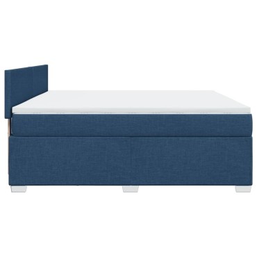 vidaXL Κρεβάτι Boxspring με Στρώμα Μπλε 180x200 εκ. Υφασμάτινο