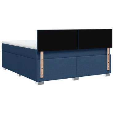 vidaXL Κρεβάτι Boxspring με Στρώμα Μπλε 180x200 εκ. Υφασμάτινο