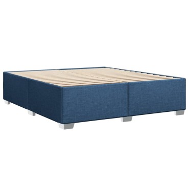 vidaXL Κρεβάτι Boxspring με Στρώμα Μπλε 180x200 εκ. Υφασμάτινο