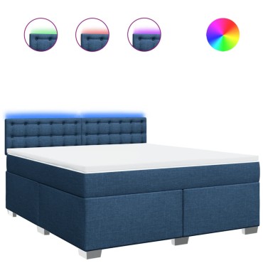 vidaXL Κρεβάτι Boxspring με Στρώμα Μπλε 180x200 εκ. Υφασμάτινο