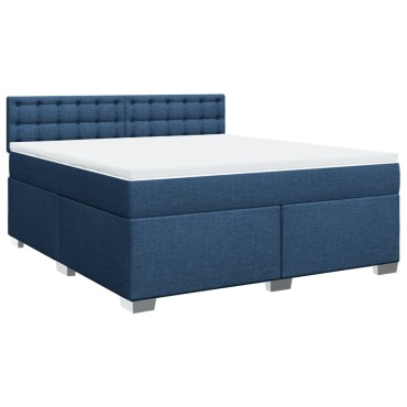vidaXL Κρεβάτι Boxspring με Στρώμα Μπλε 180x200 εκ. Υφασμάτινο