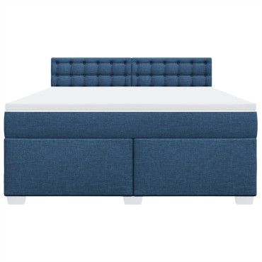 vidaXL Κρεβάτι Boxspring με Στρώμα Μπλε 180x200 εκ. Υφασμάτινο