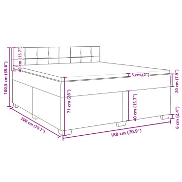 vidaXL Κρεβάτι Boxspring με Στρώμα Σκούρο Γκρι 180x200 εκ. Βελούδινο