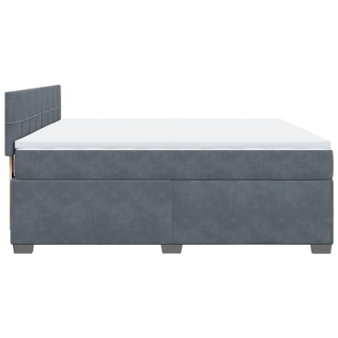 vidaXL Κρεβάτι Boxspring με Στρώμα Σκούρο Γκρι 180x200 εκ. Βελούδινο