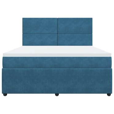 vidaXL Κρεβάτι Boxspring με Στρώμα Σκούρο Μπλε 180x200 εκ. Βελούδινο