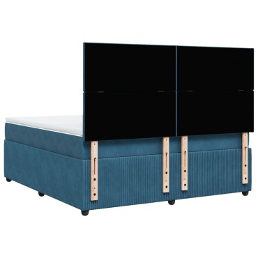 vidaXL Κρεβάτι Boxspring με Στρώμα Σκούρο Μπλε 180x200 εκ. Βελούδινο