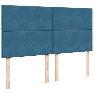 vidaXL Κρεβάτι Boxspring με Στρώμα Σκούρο Μπλε 180x200 εκ. Βελούδινο