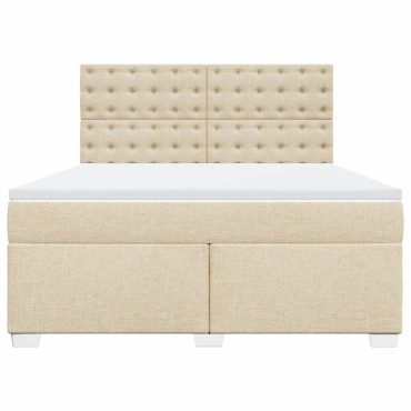 vidaXL Κρεβάτι Boxspring με Στρώμα Κρεμ 180x200cm Υφασμάτινο 1 τεμ. - Διπλό