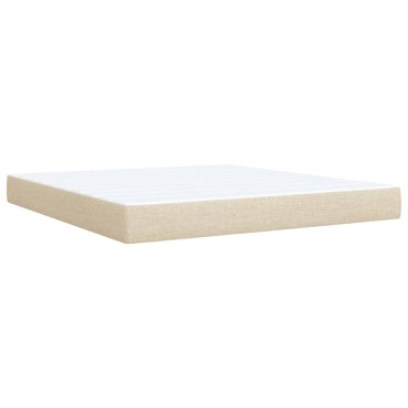 vidaXL Κρεβάτι Boxspring με Στρώμα Κρεμ 180x200cm Υφασμάτινο 1 τεμ. - Διπλό