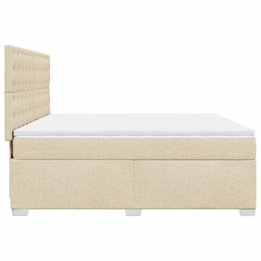 vidaXL Κρεβάτι Boxspring με Στρώμα Κρεμ 180x200cm Υφασμάτινο 1 τεμ. - Διπλό