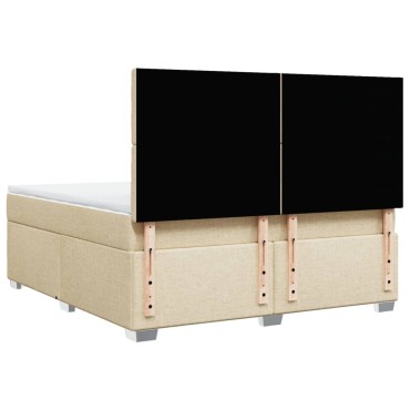 vidaXL Κρεβάτι Boxspring με Στρώμα Κρεμ 180x200cm Υφασμάτινο 1 τεμ. - Διπλό