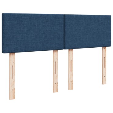 vidaXL Κρεβάτι Boxspring με Στρώμα Μπλε 140x200 εκ. Υφασμάτινο