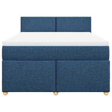 vidaXL Κρεβάτι Boxspring με Στρώμα Μπλε 140x200 εκ. Υφασμάτινο