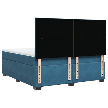 vidaXL Κρεβάτι Boxspring με Στρώμα Μπλε 180x200 εκ. Βελούδινο